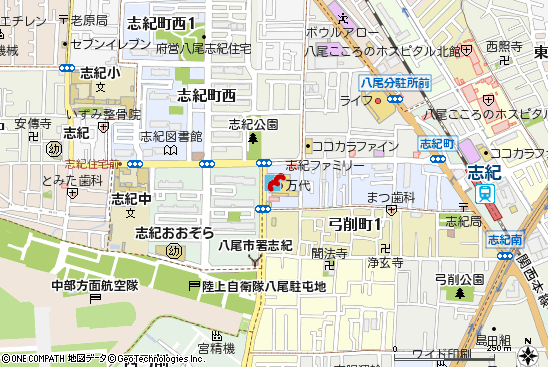 志紀店付近の地図